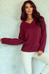V Neck Drop Shoulder Knitted Sweater